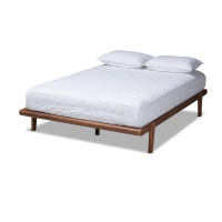 Baxton Studio MG0002-Ash Walnut-Full Kaia Mid-Century Modern Walnut Brown Finished Wood Full Size Platform Bed Frame